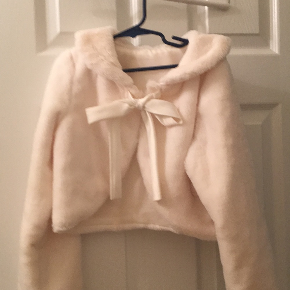Ribbon faux fur dress coat